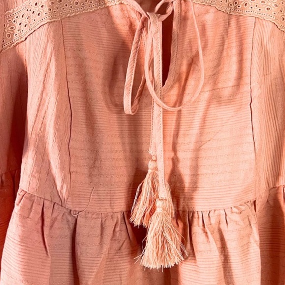 Oversized Baby Doll Coral Short Sleeve Tiered Top Size 2X - Picture 7 of 9